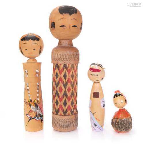 GROUP OF FOUR JAPANESE WOOD DOLL