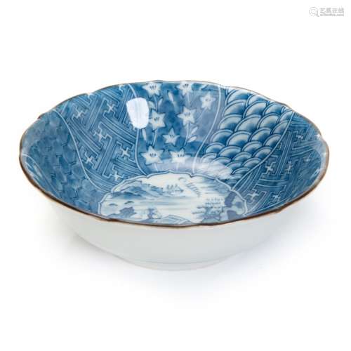 JAPANESE BLUE AND WHITE PORCELAIN DISH