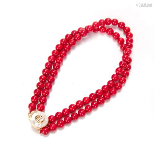 DOUBLE STRAND CORAL BEAD BRACELET