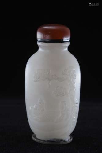 Natural white jade snuff bottle