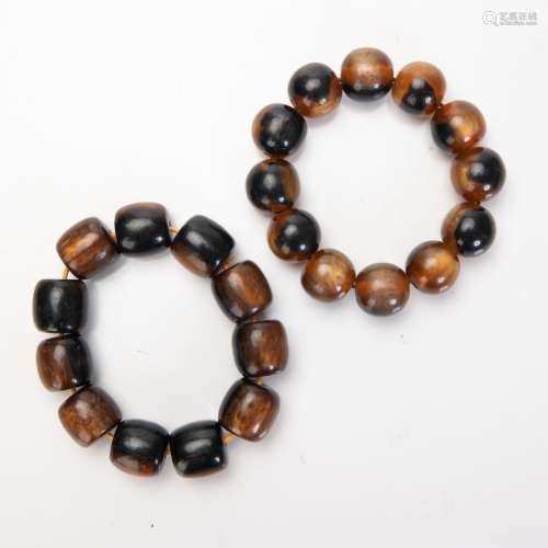 PAIR OF RECONSTRUCTED AMBER BRACELETS