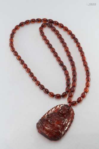 Natural red amber necklace