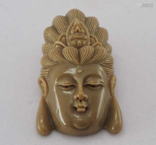 Natural sea bamboo coral Guanyin carving ornament