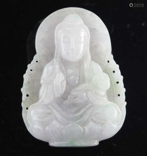 Natural jadeite Quanyin pendant