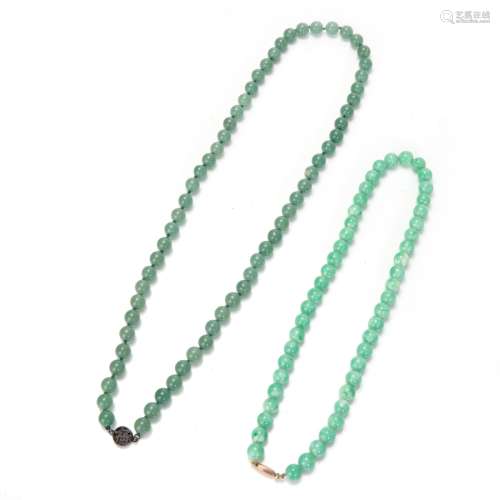 TWO JADE BEAD NECKLACE