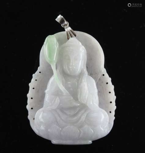 Natural jadeite Quanyin pendant