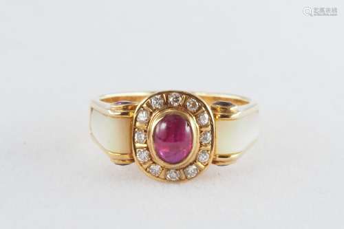 Natural ruby and diamond ring