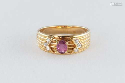 Natural ruby and diamond ring