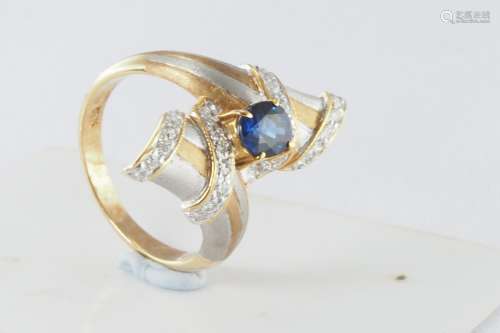 Natural blue sapphire and diamond ring