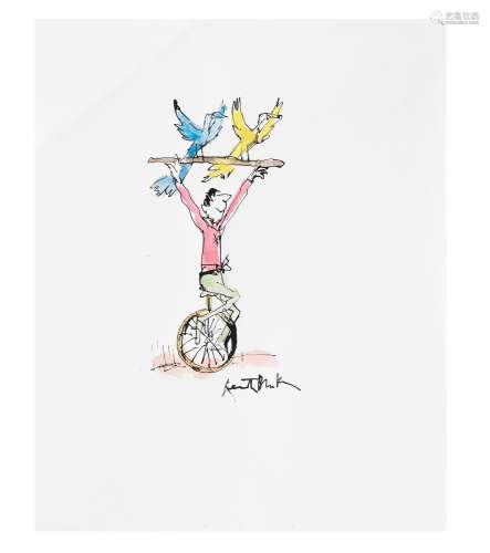 Sir Quentin Blake (British, born 1932) Unicycling with Birds...
