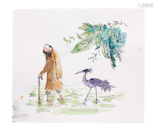 Sir Quentin Blake (British, born 1932) Wading No.5 (unframed...