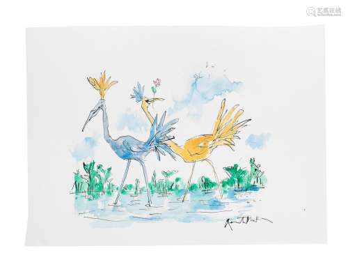 Sir Quentin Blake (British, born 1932) Birds in Yellow and B...