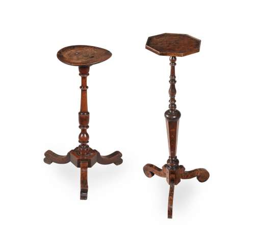 A WALNUT AND MARQUETRY CANDLE STAND, CIRCA 1690 & LATER