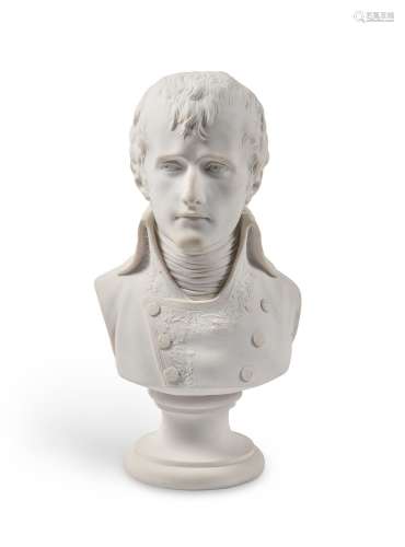 A SEVRES BISCUIT PORCELAIN BUST OF NAPOLEON BONAPARTE AS 1ST...