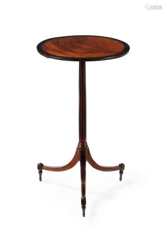 Y A NORTH EUROPEAN MAHOGANY AND EBONY TRIPOD WINE TABLE, CIR...