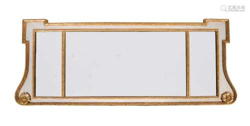 A GEORGE II PAINTED AND PARCEL GILT OVERMANTEL WALL MIRROR, ...