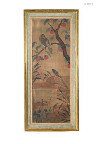 CHINESE SCHOOL, PARROTS IN FRUITING TREE, 19TH CENTURY