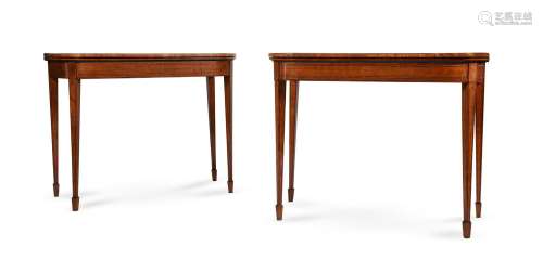 Y A PAIR OF GEORGE III SATINWOOD CARD TABLES, LATE 18TH CENT...