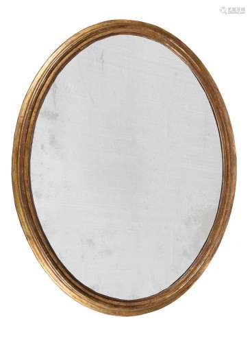 A GILTWOOD OVAL WALL MIRROR, FIRST HALF 19TH CENTURY