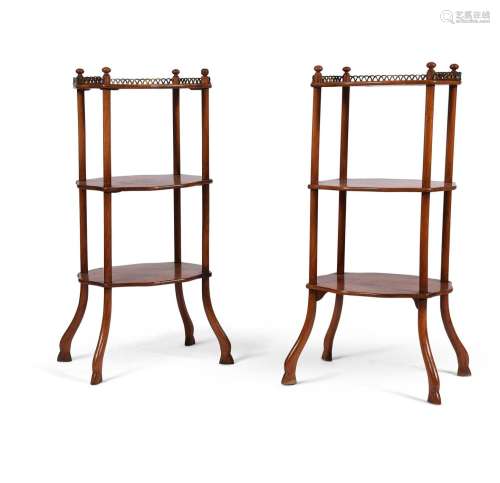 A PAIR OF FRENCH FRUITWOOD ETAGERES, SECOND HALF 19TH CENTUR...