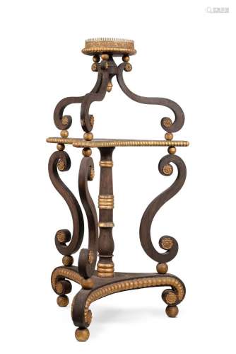 A GEORGE IV SIMULATED ROSEWOOD AND PARCEL GILT TORCHERE, CIR...