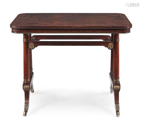Y A REGENCY ROSEWOOD AND GILT METAL MOUNTED LIBRARY TABLE, I...