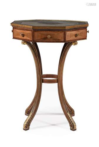 Y A REGENCY ROSEWOOD AND GILT METAL MOUNTED OCTAGONAL TABLE,...