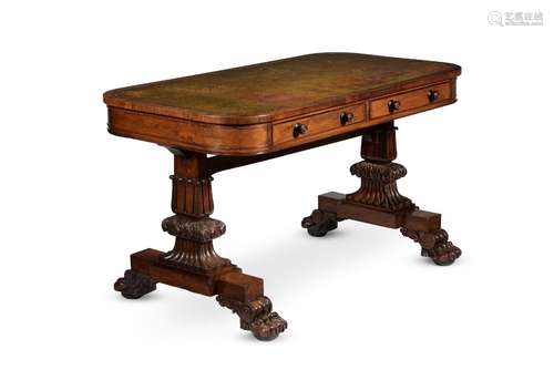 Y A GEORGE IV ROSEWOOD LIBRARY TABLE, IN THE MANNER OF MACK,...