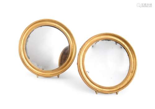 AN UNUSUAL PAIR OF GEORGE IV GILTWOOD CIRCULAR MIRRORS, CIRC...