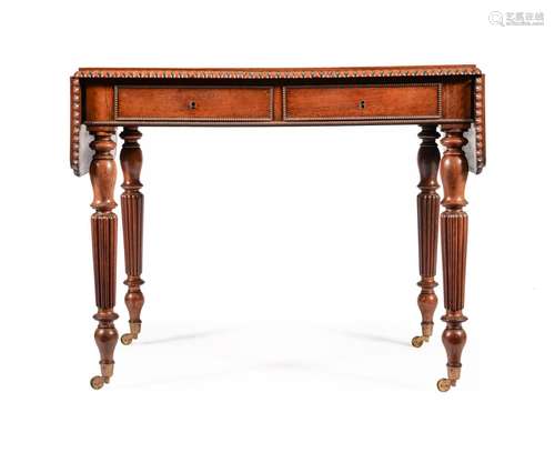 Y AN UNUSUAL GEORGE IV ROSEWOOD AND PARQUETRY BANDED SOFA TA...