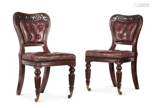 A SET OF SIX GEORGE IV MAHOGANY DINING CHAIRS, ATTRIBUTED TO...