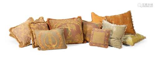 A GROUP OF SEVENTEEN DESIGNER CUSHIONS, TWELVE BY MULBERRY A...