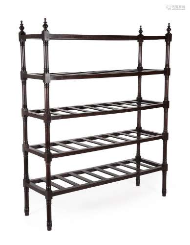 AN EARLY VICTORIAN WALNUT DEED OR LUGGAGE RACK, MID 19TH CEN...