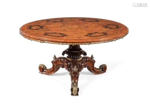 A VICTORIAN WALNUT, SPECIMEN MARQUETRY AND GILT METAL MOUNTE...