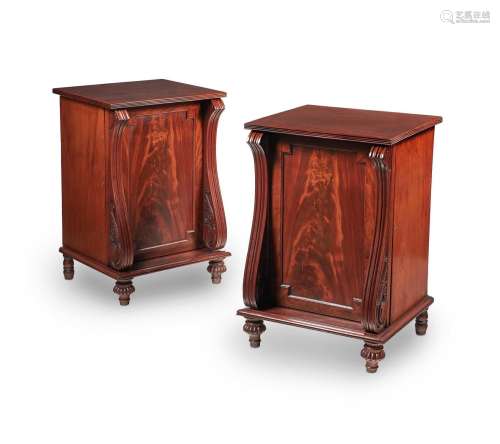A PAIR OF GEORGE IV MAHOGANY BEDSIDE CUPBOARDS, CIRCA 1835