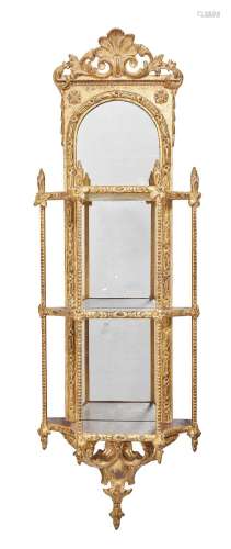 A PAIR OF VICTORIAN GILTWOOD MIRRORED WALL SHELVES, LATE 19T...