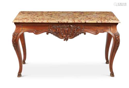 A FRENCH CARVED WALNUT CONSOLE TABLE, POSSIBLY PROVENCE, 19T...