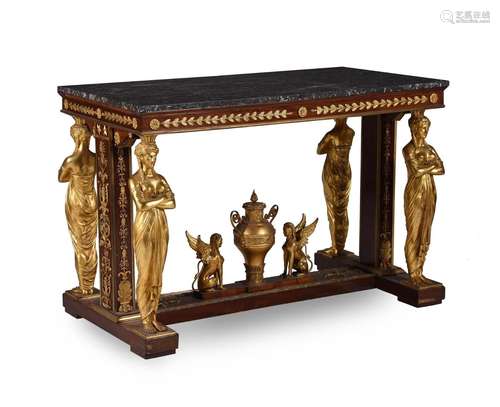 A FRENCH ORMOLU-MOUNTED MAHOGANY CENTRE TABLE, AFTER A MODEL...