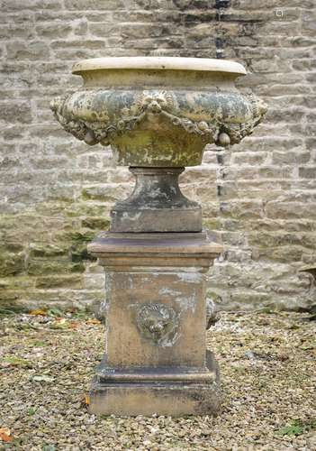 A TERRACOTTA URN CENTREPIECE, ATTTRIBUTED TO J. M. BLASHFIEL...