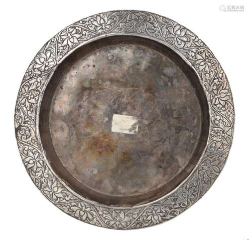An early Mughal chased and repousse work silver dish
