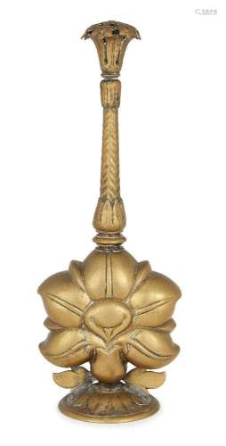 A brass rosewater sprinkler on the form of a lotus flower