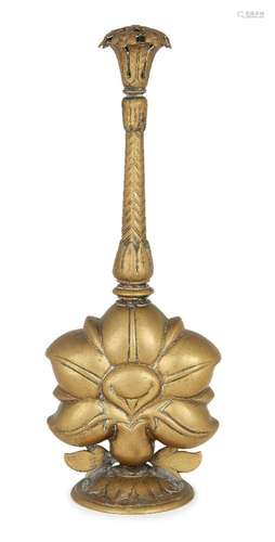 A brass rosewater sprinkler on the form of a lotus flower