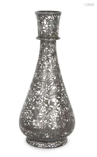 A silver inlaid bidri vase