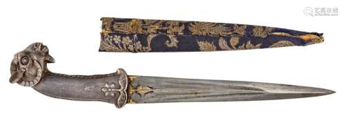A silver-hilted ram's head dagger (khanjar) North India