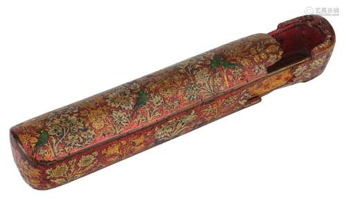 A large lacquered papier mache qalamdan