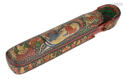 A large lacquered papier mache qalamdan