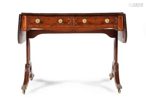A GEORGE IV MAHOGANY SOFA TABLE, IN GOTHIC REVIVAL TASTE, CI...