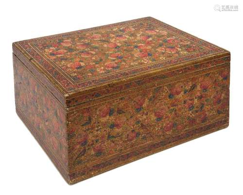 A Kashmiri lacquered papier mache wood box