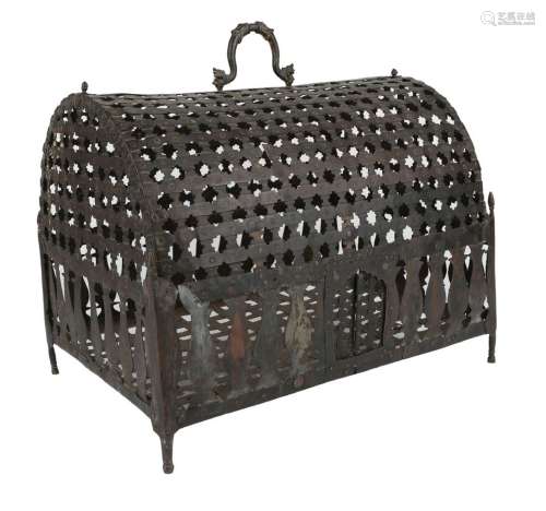 A Mughal openwork brass bird cage