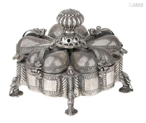 A silver spice box (pandan)